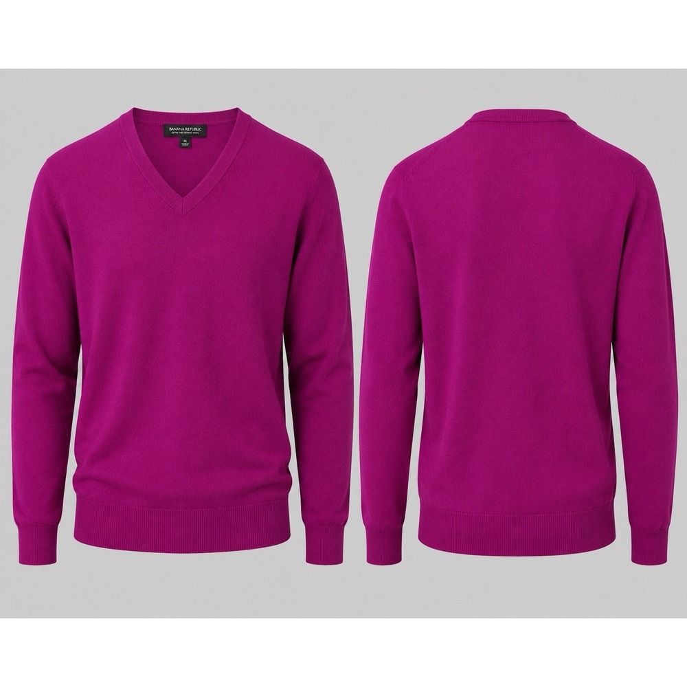 Banana Republic Extra Fine Merino Wool Sweater Purple Long Sleeve Size M